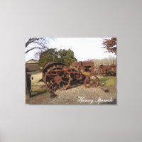 Old tractor from days gone by on canvas