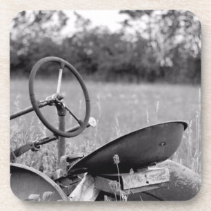Old Tractor in Long Grass Coaster
