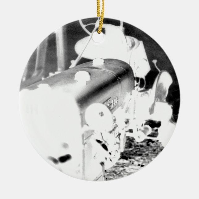 Old Tractor - negative Ceramic Tree Decoration (Front)