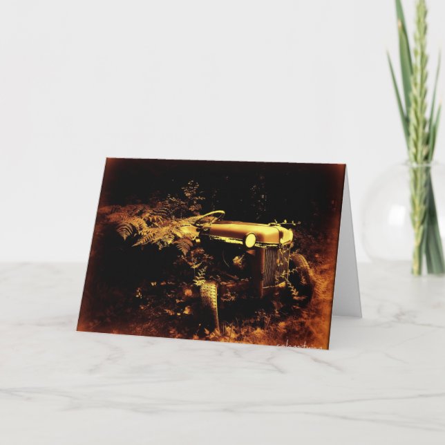 Old tractor sepia Father's Day card (Front)