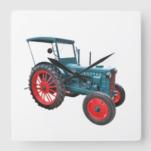 old tractor square wall clock