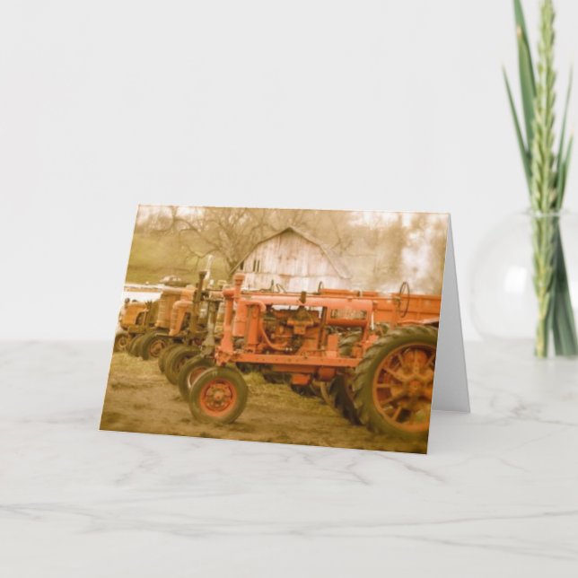 Old Tractors Lined Up: Greeting Card (Front)