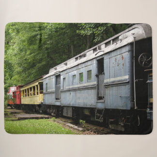 OLD TRAIN CARS SHERPA BLANKET