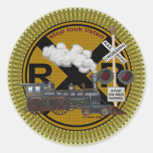 Old Train Round Sticker