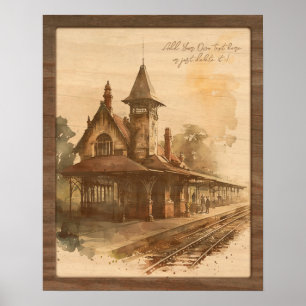 Old Train Station. Railway Art for Train Lover. Poster