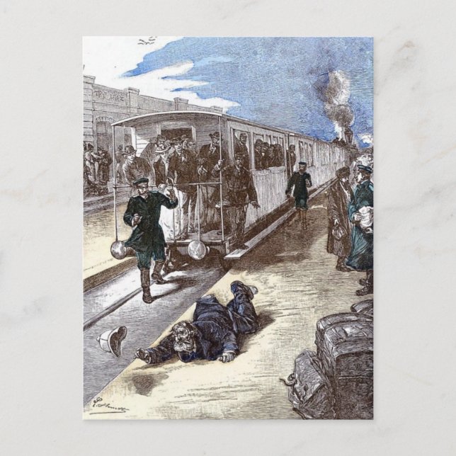 Old Train Steam Engine Leon Bennet Illustration Postcard (Front)