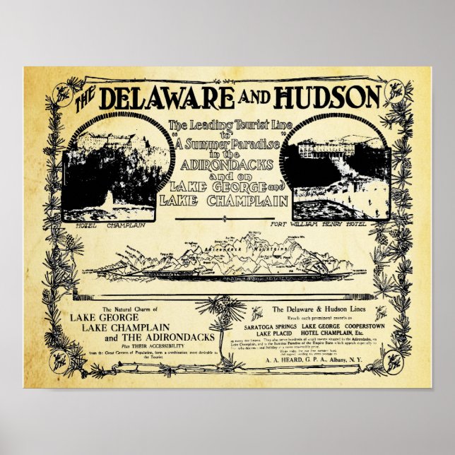 Old Train Travel Vacation Advertisement Poster (Front)