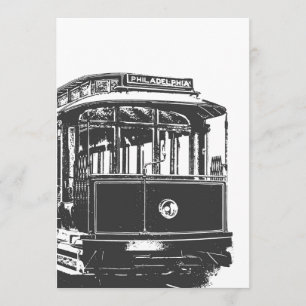 Old Tram   Streetcar Philadelphia   Vintage Invitation
