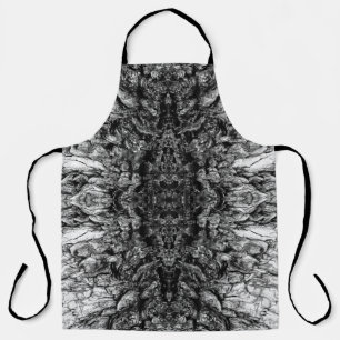 Old Tree Bark Black And White Photo Pattern Design Apron