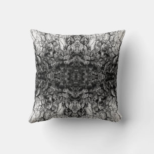 Old Tree Bark Black And White Photo Pattern Design Cushion