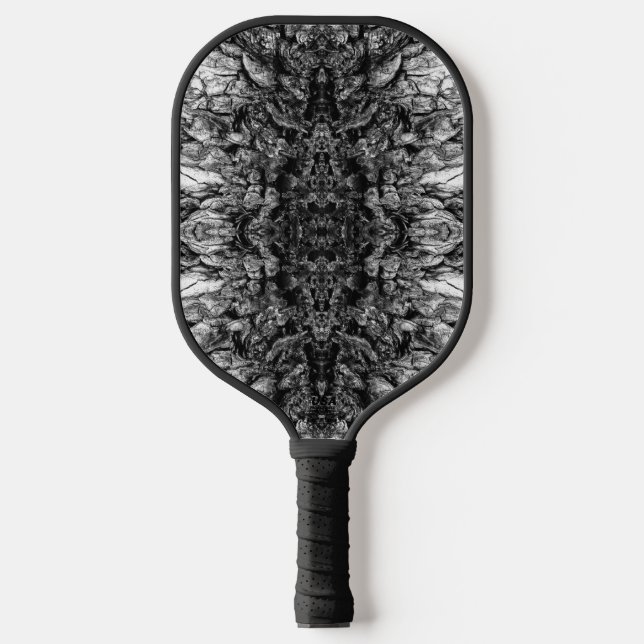 Old Tree Bark Black And White Photo Pattern Design Pickleball Paddle (Front)