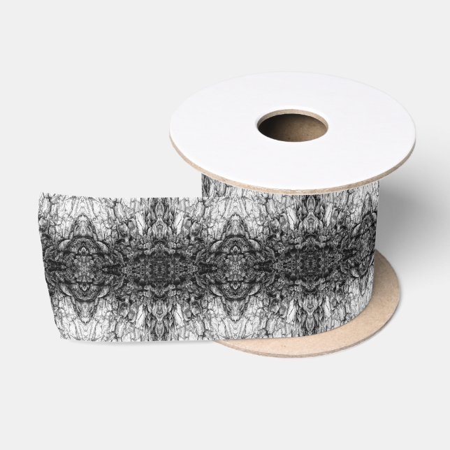 Old Tree Bark Black And White Photo Pattern Design Satin Ribbon (Spool)