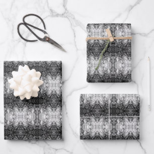Old Tree Bark Black And White Photo Pattern Design Wrapping Paper Sheet