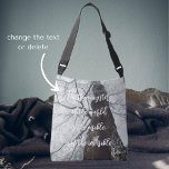 Old Tree in a Misty Forest Crossbody Bag<br><div class="desc">Hollow tree trunk in the mysterious misty forest for all nature and winter lovers. Rustic, minimalist, goth style. You can delete the text "The true mystery of the world is the visible, not the invisible (Oscar Wilde) or replace it with your own message (click "Personalise this template"). For further modifications...</div>