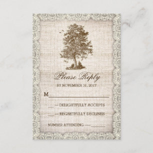 old tree rustic country wedding RSVP Card