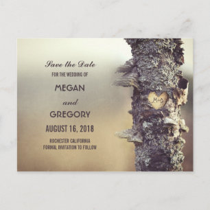 old tree rustic save the date announcement postcard