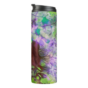 Old Tree Thick Branches Green and Blue Colours Thermal Tumbler