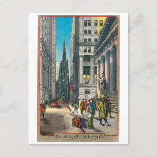 Old Trinity & Wall Street, New York Postcard