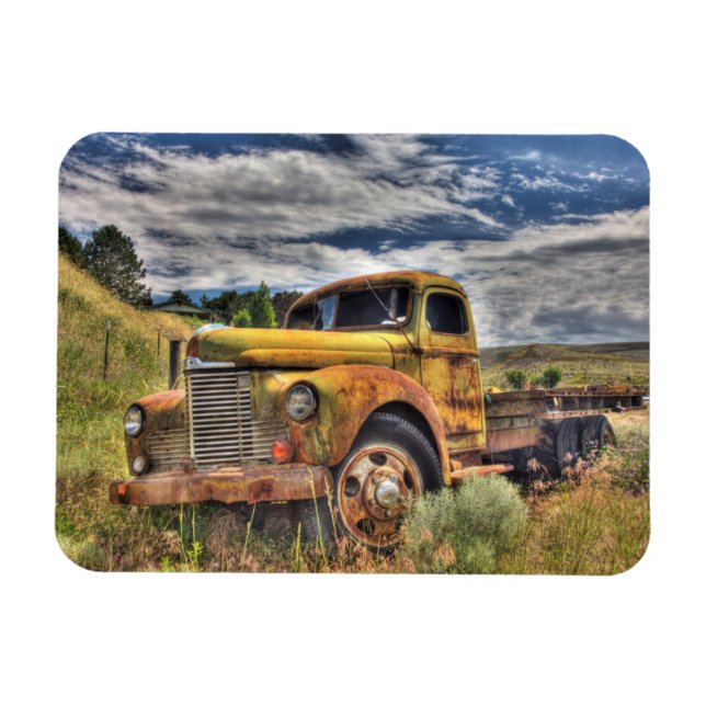Old truck abandoned in field magnet (Horizontal)