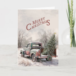 Old Truck and Christmas Tree Greeting Card