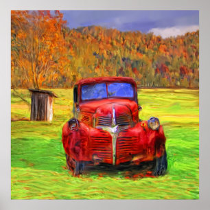 Old Truck and Outhouse Poster