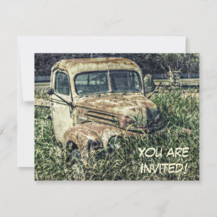 Old Truck in the Grass Personalised Party Invitation