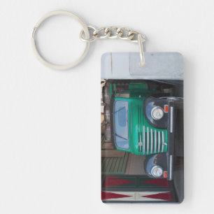 Old truck with beer - key chain