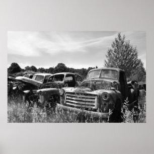 Old Trucks Junkyard Poster