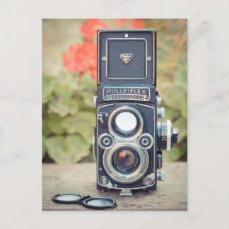 Old twin lens camera postcard