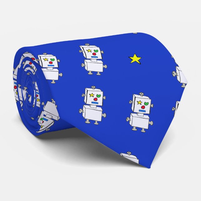 Old Type Robots(Blue) Tie (Rolled)