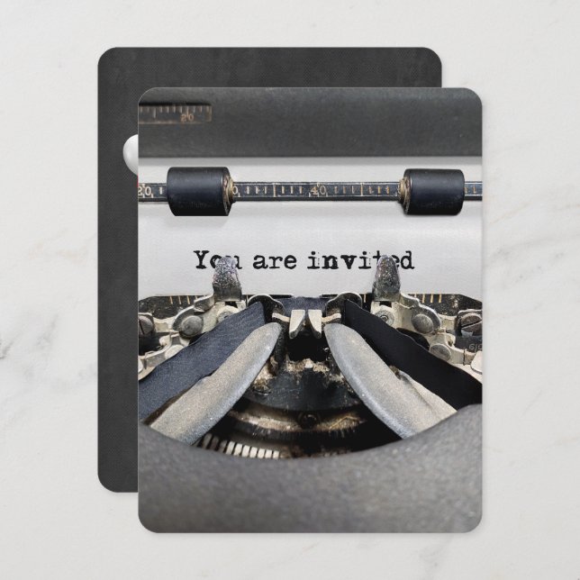 Old Typewriter Birthday Party  Invitation (Front/Back)