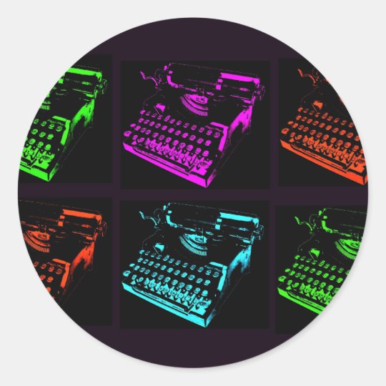 Old Typewriter Collage Classic Round Sticker
