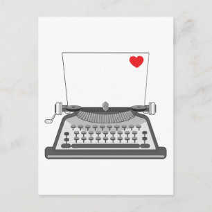 Old Typewriter Heart Postcard