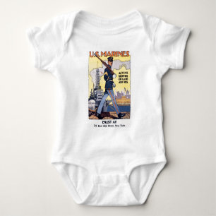 Old U.S. Marines Poster circa 1918 Baby Bodysuit