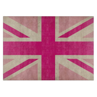 Old Union Jack Flag Glass Cutting Board