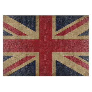 Old Union Jack Flag Glass Cutting Board