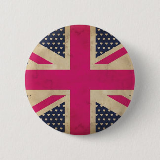 Old Union Jack in Pink Flag Button Badge