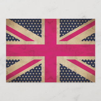 Old Union Jack in Pink Flag Invitation