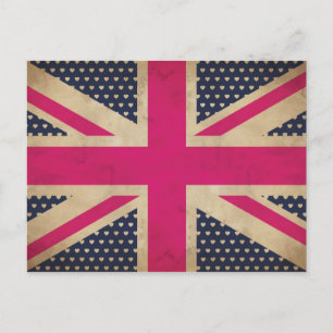 Old Union Jack in Pink Flag Postcard