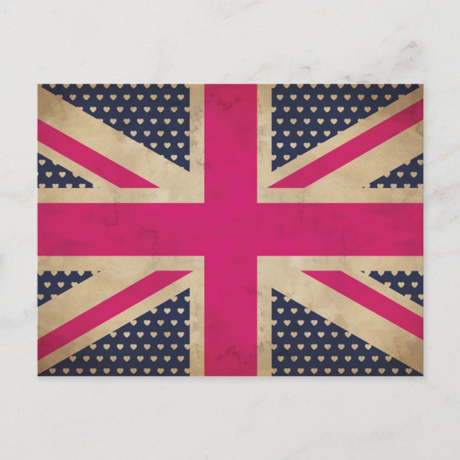 Old Union Jack in Pink Flag Postcard (Front)