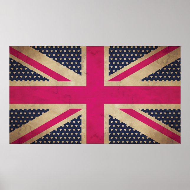 Old Union Jack in Pink Flag Poster/Print Poster (Front)