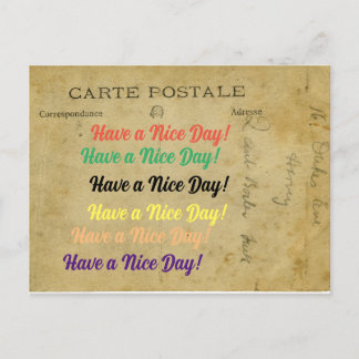 Old Unique Postacard Have a nice day Holiday Postcard