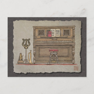 Old Upright Piano Postcard