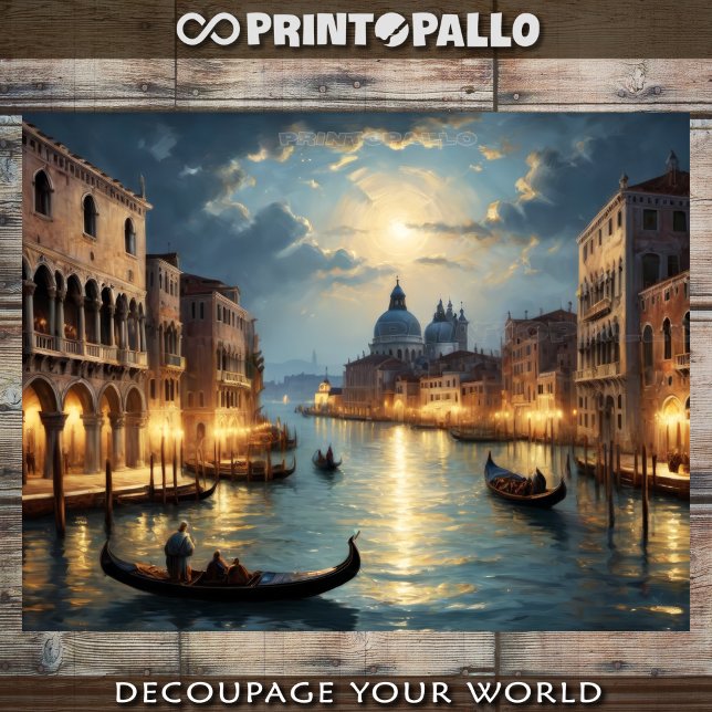 Old Venice coastal landscape over canal at nite Tissue Paper (Creator Uploaded)