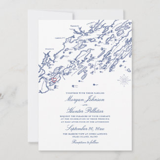 OLD VERSION Casco Bay Map Wedding Invitation