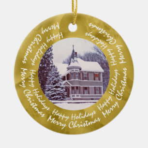 Old Victorian House - Home for the Holidays Ceramic Tree Decoration