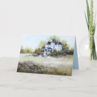 Old Victorian House With Cats Rustic  Country Card