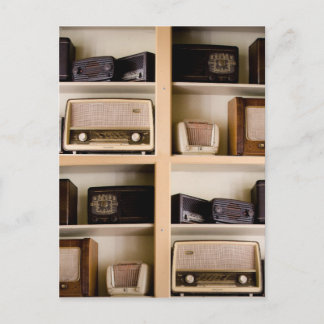 Old Vintage 1950's Radios on Shelves Postcard