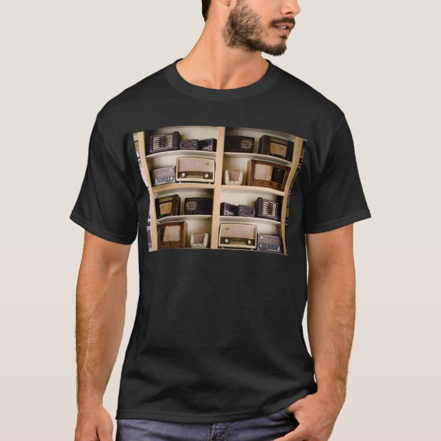 Old Vintage 1950's Radios on Shelves T-Shirt (Front)