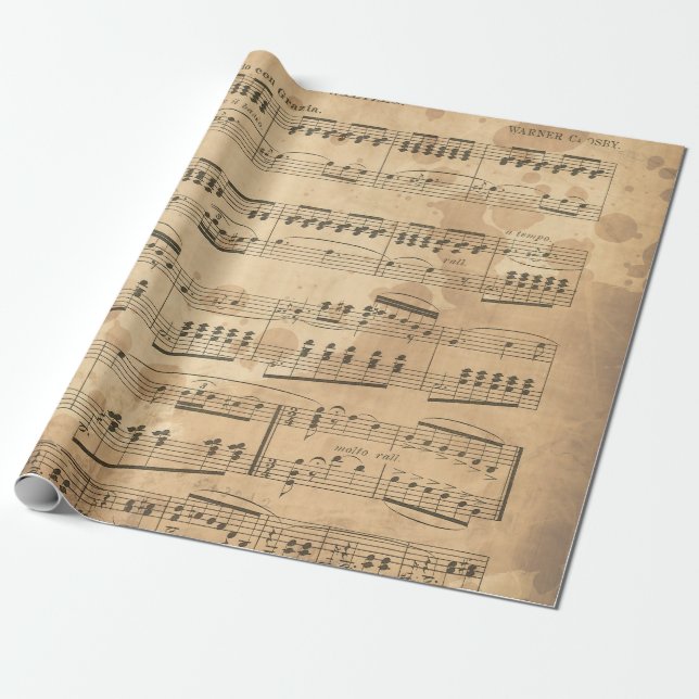 Old Vintage Antique Music Sheet-2 Wrapping Paper (Unrolled)